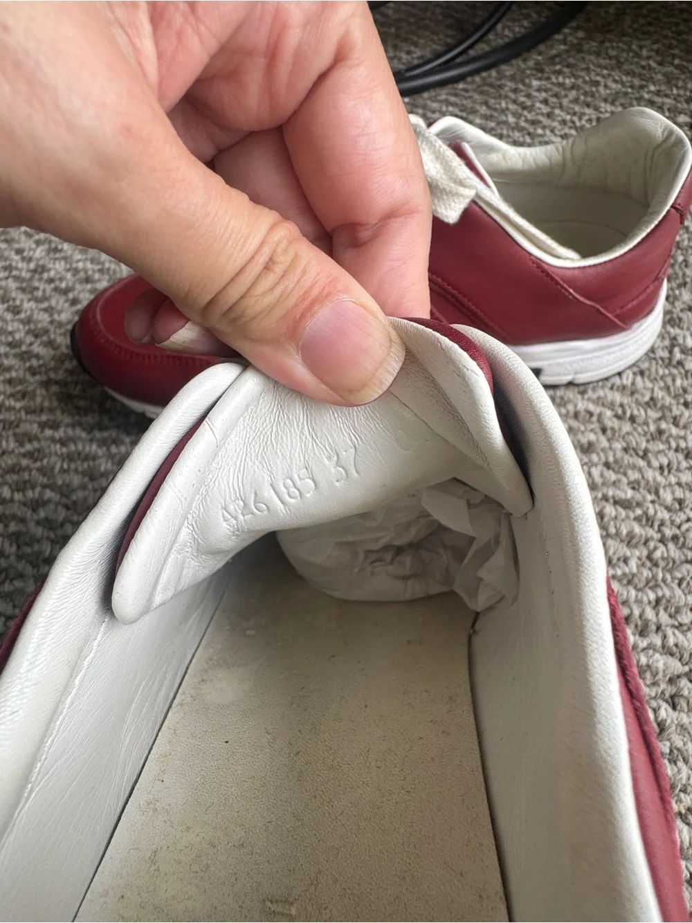 Gucci Men’s Burgundy Leather Sneakers with White Accents